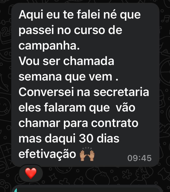 Depoimento de aluno aprovado