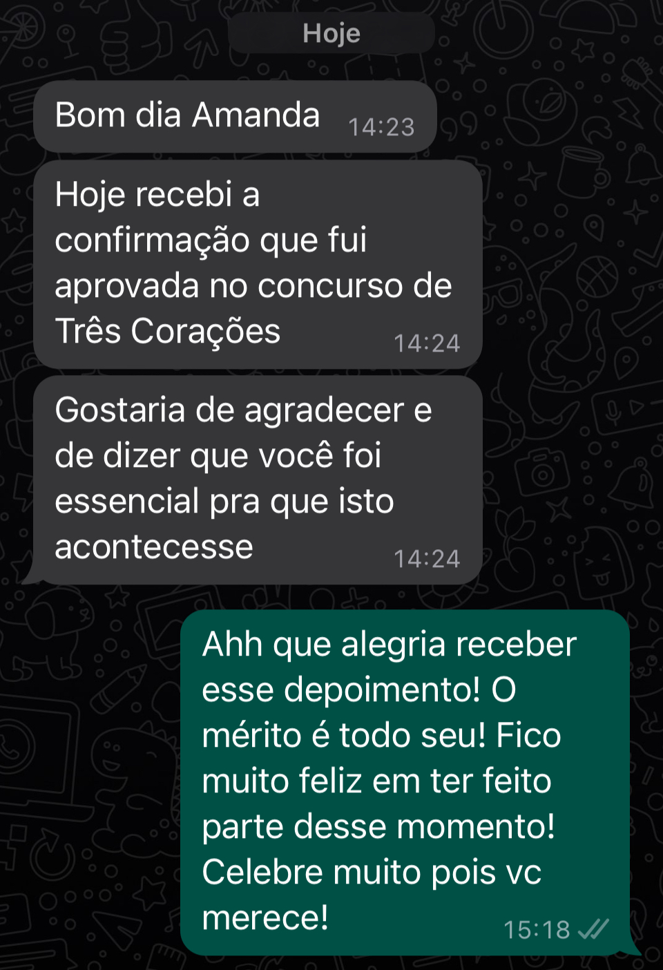 Depoimento de aluno aprovado